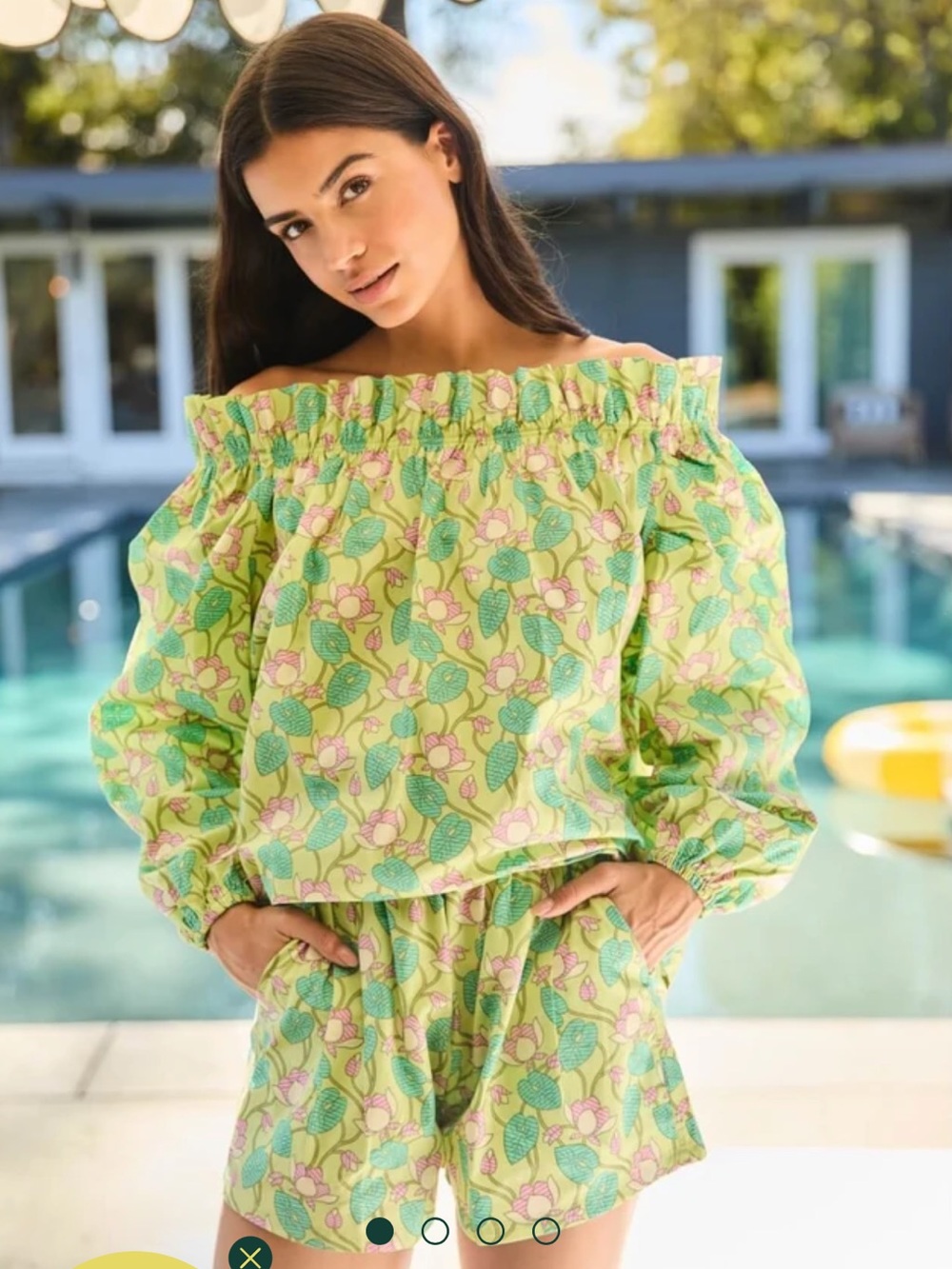 BURU Women's Floral Green Shorts